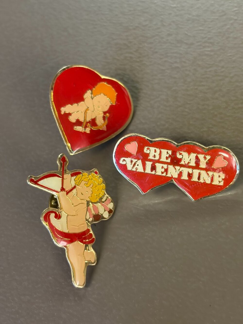 Vintage 1979 SWIB Valentine Cupid Pins Set of 3